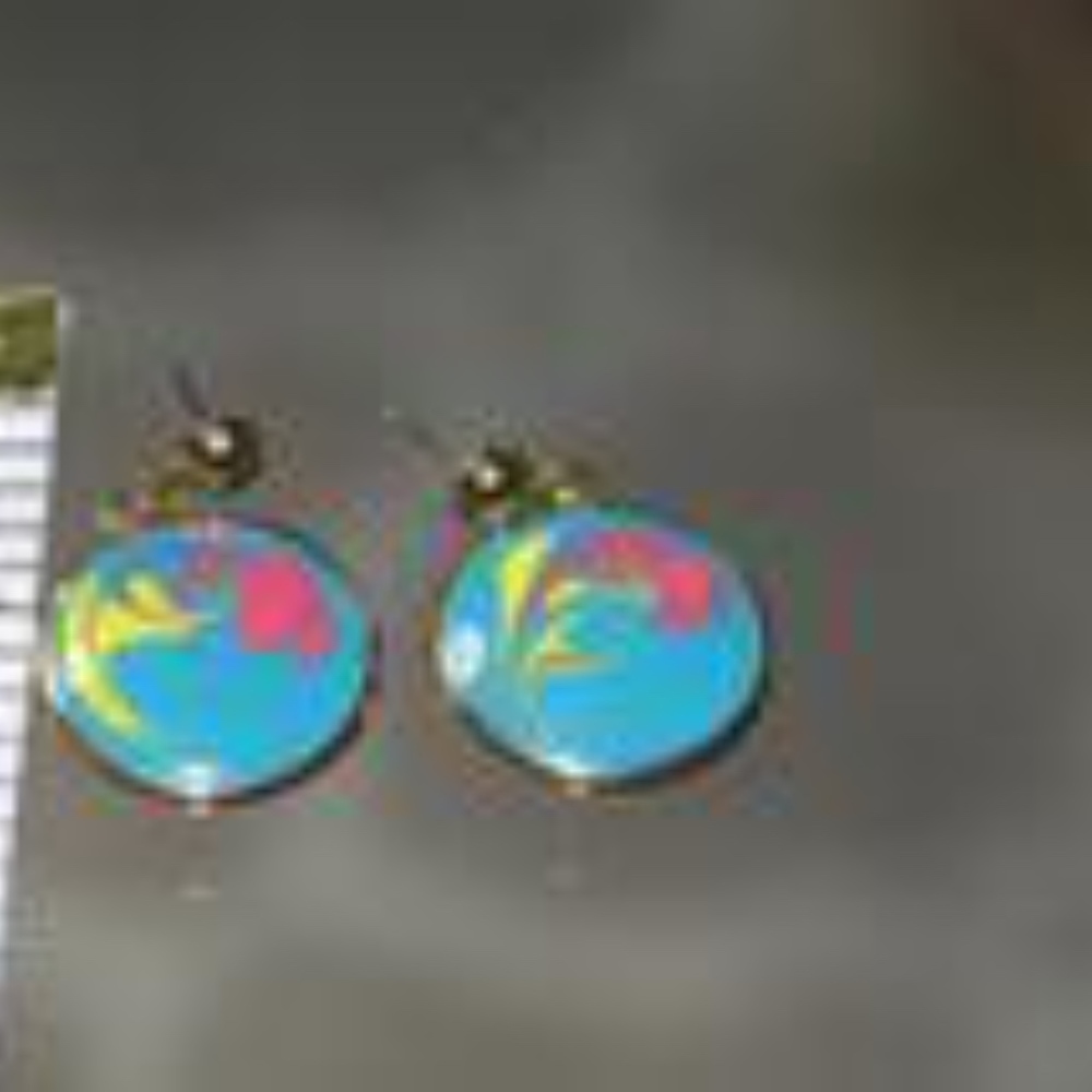 Multi Color Round Dangle Earrings - Picture 2 of 4